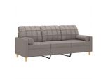 Divano A 3 Posti Con Cuscini Decorativi In Tessuto Taupe 180 Cm