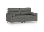 Divano A 2 Posti Con Cuscini Decorativi In Tessuto Grigio Scuro 140 Cm
