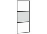 Vidaxl Porta Scorrevole Nera 90X205 Cm In Vetro Temperato E Alluminio