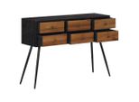 Tavolo Consolle Con Cassetti Teak Massiccio Riciclato