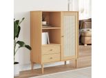 Vidaxl Credenza Senja In Rattan Marrone 90X40X112 Cm In Legno Di Pino
