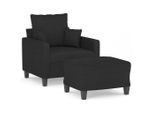 Vidaxl Poltrona Con Sgabello Nero 60 Cm In Tessuto