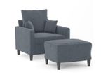 Vidaxl Poltrona Con Sgabello Grigio Scuro 60 Cm In Velluto