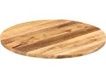 Piano Del Tavolo Ø 70X2,5 Cm Rotondo Legno Di Mango Massiccio Grezzo