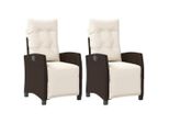 Vidaxl Poltrona Da Giardino Con Poggiapiedi 2 Pz. Regolabile In Poly Rattan Marrone