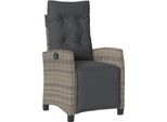 Vidaxl Poltrona Da Giardino Con Poggiapiedi Regolabile In Poly Rattan Grigio