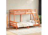 Letto A Castello 80X200/120X200 Cm In Legno Di Pino Massiccio Marrone Cera