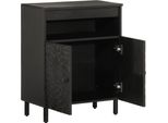 Vidaxl Mobile Laterale Nero 60X33X75 Cm In Legno Massiccio Di Mango