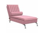 Chaise Longue Da Massaggio Con Bolster Velluto Rosa