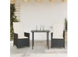 Vidaxl Poltrona Da Giardino Con Cuscino 2 Pz. Regolabile In Poly Rattan Nero
