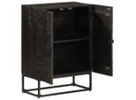 Vidaxl Credenza Nera 55X30X76 Cm In Legno Massiccio Di Mango E Ferro