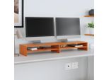 Vidaxl Supporto Per Monitor Marrone Cera 100X24X13 Cm In Legno Di Pino Massiccio