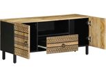 Vidaxl Mobile Tv Nero 105X33,5X46 Cm Legno Di Mango Grezzo