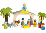 Culla Di Natale Per Bambini, Decorazione In Legno Con Figure Di Gioco 8 Cm Colorate