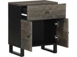 Vidaxl Comodino Nero 50X33X60 Cm In Legno Massiccio Di Mango