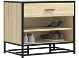 Vidaxl Panca Per Scarpe Rovere Sonoma 60X40X53,5 Cm Materiale A Base Di Legno E Metallo