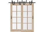 Vidaxl Set Di Ferramenta Per Porte Scorrevoli 200 Cm Acciaio Nero