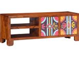 Vidaxl Mobile Tv Multicolore 110X30X40 Cm In Legno Massiccio Di Acacia