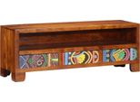 Vidaxl Mobile Tv Multicolore 110X30X40 Cm In Legno Massiccio Di Acacia
