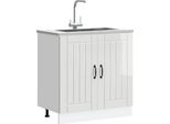 Vidaxl Base Lavello Lucca Bianco Lucido A Base Di Legno