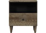 Vidaxl Comodino Grigio Chiaro 40X33X46 Cm In Legno Massiccio Di Mango