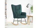 Vidaxl Sedia A Dondolo In Tessuto Verde Scuro