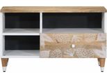 Mobile Tv Vidaxl 80X33,5X46 Cm In Legno Massiccio Di Mango
