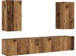 Vidaxl Mobili Tv A Parete 4 Pz. Materiale A Base Di Legno Di Recupero