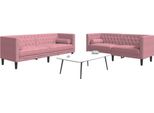 Vidaxl Set Di Divani Chesterfield A 2 Pezzi Con Imbottiture Velluto Rosa