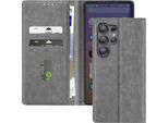 Avizar, Custodia In Ecopelle Con Funzione Di Supporto Per Samsung Galaxy S25 Ultra, Grigio