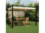 Vidaxl Padiglione Da Giardino Con Tetto Estensibile Crema 3X3 M In Acciaio