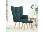 Vidaxl Poltrona Relax Con Sgabello In Tessuto Verde Scuro