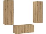 Vidaxl Mobili Tv A Parete 3 Pz. Materiale Artigianale A Base Di Legno Di Quercia