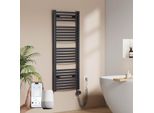 Emke Radiatore Da Bagno Elettrico Curvato Scaldasalviette 500W Controllo Wi-Fi Termostato Intelligente 120X50Cm Antracite Scaldasalviette