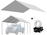 Tetto Sostitutivo Per Carport Vevor, 3,04 X 6 M, Telo Per Garage, Telo Per Ricovero Auto Resistente Ai Raggi Uv, Copertura Per Carport Resistente Con Reti Catturapalloni, Grigio, Telaio Non Incluso Nella Fornitura