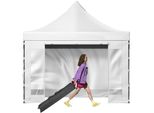 Padiglione - Gazebo Pieghevole 3X3M - Gazebo Pieghevole 240G Poliestere Rivestito In Pvc - Gazebo Pop-Up 1,95-2,13M Regolabile In Altezza - Tenda Da Festa Tendone Da Spiaggia - Bianco