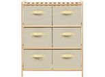 Vidaxl Cassettiera In Vimini Con 6 Cesti In Tessuto Legno Di Cedro Beige