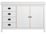 Vidaxl Credenza Hill White 130X40X80 Cm In Legno Di Pino Massiccio