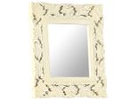 Vidaxl Specchio Intagliato A Mano Bianco 50X50 Cm In Legno Massiccio Di Mango