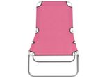 Lettino Pieghevole In Acciaio E Tessuto Rosa