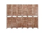 Divisorio 6 Pezzi Marrone 210X165 Cm In Legno Massiccio Di Paulownia