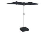 Vidaxl Ombrellone Doppio Con Luci Led Nero 316X145 Cm