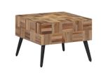 Tavolino Grigio 55X55X40 Cm Legno Massiccio Riciclato Teak