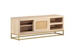 Mobile Tv Vidaxl 110X30X40 Cm In Legno Massiccio Di Mango E Ferro