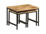 Syfax™ Tavolini A Incastro 3 Pz Legno Massello Di Mango Grezzo E Ferro