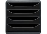Exacompta 3104214D Cassettiera Big Box Plus 4 Cassetti Aperti Nero Lucido