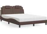 Vidaxl Letto "Viana"" Con Materasso Marrone 140X200 Cm In Pelle Finta"
