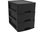 Eda 010321 No Eda Stone Cassettiera, Din A4, 3 Cassetti, Pp, Nero