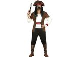 Pirata Avventura Costume Carnevale Bucaniere Outfits Personaggio Set Vestiti Look Pirata Cappello Accessori Gioco Di Ruolo, Taglia: 48 - 50 (M) Colore: Marrone