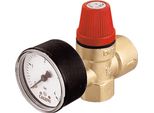 Membran-Sicherheitsventile 1/2", FüR Heizung, Mit Manometer 1/2"" X 3/4"" 2,5 Bar"